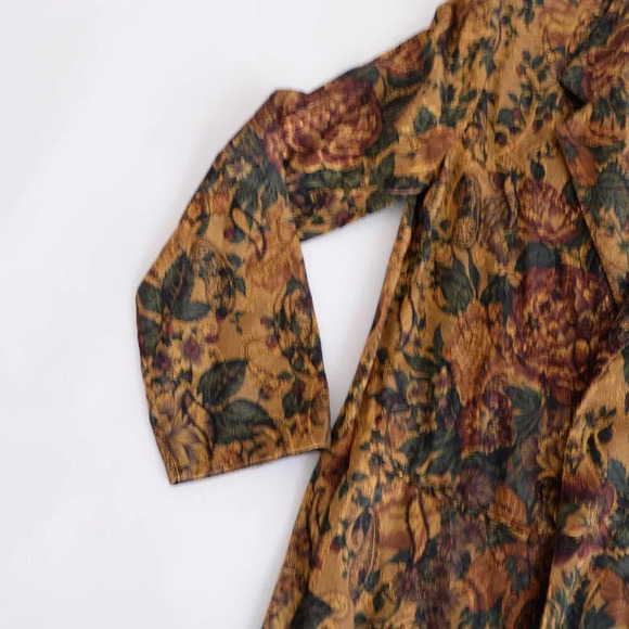 Vintage Gold Floral Brocade Single Button Blazer Small - Picture 8 of 12